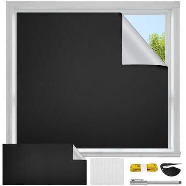 Imagem de Cortinas blackout, persianas blecaute portáteis, persianas de janela sem broca com corte e gancho e laço, capa de janela blackout DIY para quarto, berçário, viagem, dormitório, apartamento (145 * 300