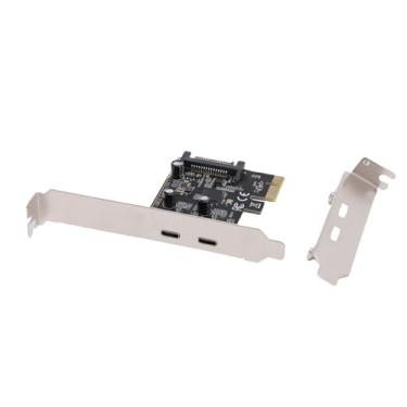 Imagem de GOWENIC PCIE para USB 3.2 Cartão de Expansão Gen 1 Com Largura de Banda de 5 Gbps, Placa PCI Express Com 2 Portas do Tipo C, Adaptador de Expansão do PCIE para PC para Desktop