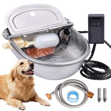Imagem de KHEARPSL Tigela de água automática aquecida para cães e galinhas, tigela térmica para animais de estimação de 24 V com válvula flutuante, bebedouro automático aquecido para cães grandes, animais e
