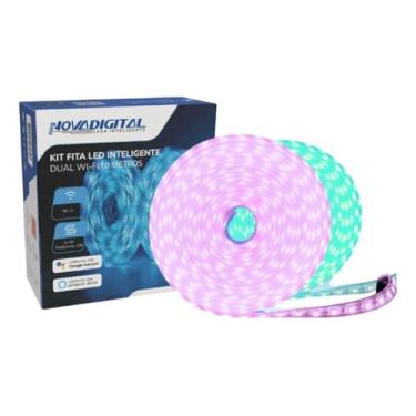 Imagem de Kit Fita De Led Dual WI-FI Inteligente NovaDigital RGB 10Metros 5m + 5m Compativel Tuya Smart Life Alexa Google Smart