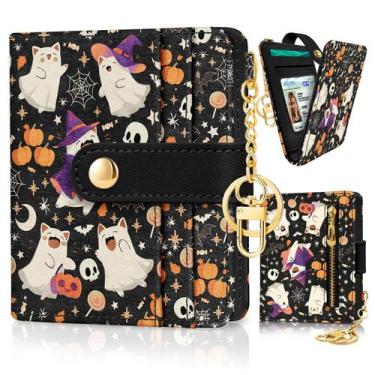 Imagem de Carteira Jogjam Halloween Cute Cat Ghost RFID em couro PU para mulher