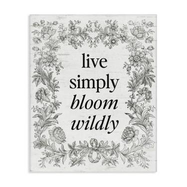 Imagem de Stupell Industries Arte de parede em tela de borda vintage Bloom Wildly, design por Lettered and Lined, 20 x 16