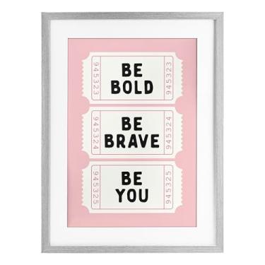 Imagem de Stupell Industries Be You Uplifting Tickets Impressão emoldurada cinza sob vidro, design por Lettered and Lined, 23 x 17