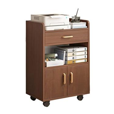 Imagem de SUNESA Suporte de impressão, prateleira de mesa, armário pequeno, armário, estante curta com porta, parede do chão ao teto, estante móvel com rodas, mesa de impressora (cor: B)