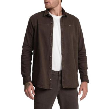Imagem de Camisa Sarja Masculina Docthos ML Oversize Marrom - 7499-Masculino