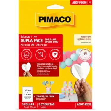 Imagem de Etiqueta A5, Pimaco, Dupla Face, 149 mm x 210 mm, 5 Folhas