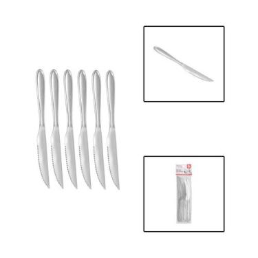 Imagem de Kit 6 Facas De Mesa Aço Inox Jogo Talheres - UnyHome