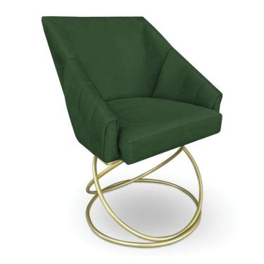 Imagem de Poltrona Luxo Alana Suede Verde Base De Ferro Dourado - Pallazio