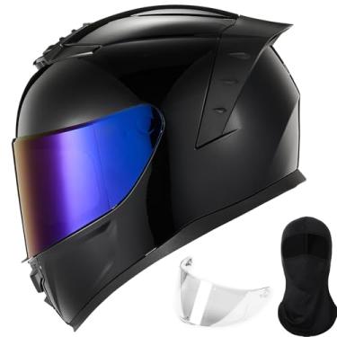 Imagem de ILM Capacetes de motocicleta para homens e mulheres Cascos para Motos Powersports Motocicleta Corrida de rua DOT Modelo MF566 (preto brilhante, G)