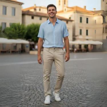 Imagem de Calça Sarja Masculina Calca Masculino Com Lycra Elastano Modelo Esport