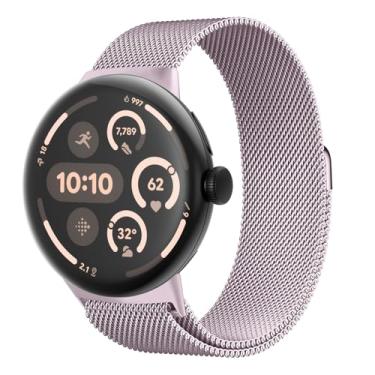 Imagem de Pulseira milanesa para Google Pixel Watch 3 de 45 mm/Pixel Watch 2 de 41 mm, para relógio Google Pixel para mulheres/homens, pulseira de substituição de aço inoxidável de malha de metal