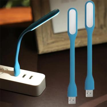 Imagem de Pacote com 2 mini luzes USB para teclado – luz LED para laptop, lâmpada USB flexível para notebook, lâmpada de leitura ajustável pescoço de ganso, fonte de iluminação LED portátil para casa, azul