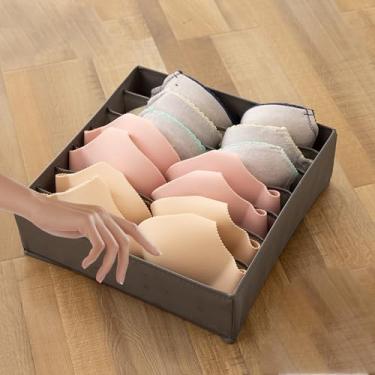 Imagem de Caixa organizadora de gaveta para roupas íntimas, divisória de armário para guarda-roupa, cômoda, economia de espaço, uso 1 peça (cinza quadriculado)