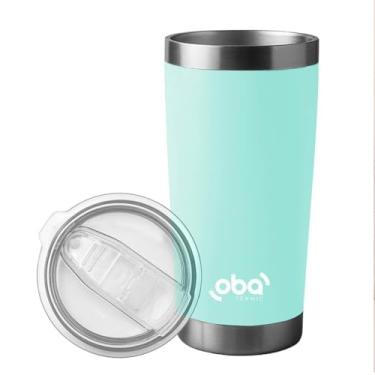 Imagem de Oba Termic Copo Térmico de Aço Inoxidável, Verde Água, 591ml, Tampa Deslizante, Parede Dupla com Isolamento a Vácuo, Abridor de Garrafas na Base