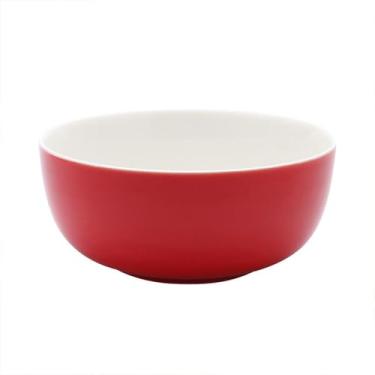 Imagem de Tigela de salada vermelha simples de cerâmica requintada para uso doméstico com resistência a altas temperaturas - Lucky Strike Noodles Bowl
