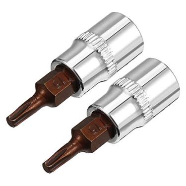 Imagem de 2 peças de 1/10.2 cm x soquete Torx Bit T15, brocas de aço S2, soquetes CR-V, comprimento de 3,8 cm, uso com chave catraca, barra deslizante, haste de extensão