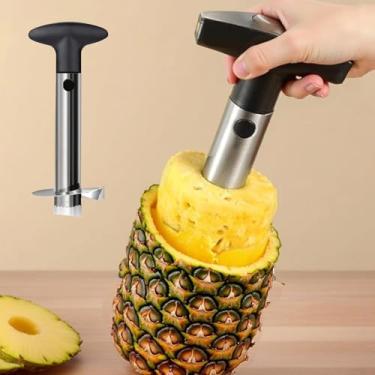 Imagem de Descascador de abacaxi, cortador de frutas com alça para facilitar a remoção da pele do abacaxi e extração do núcleo