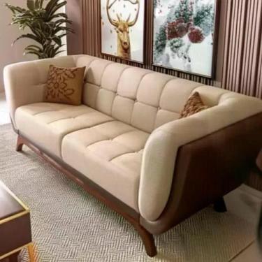 Imagem de Sofá 2 Lug Peônia Living material sintético Caramelo Base Em Madeira L