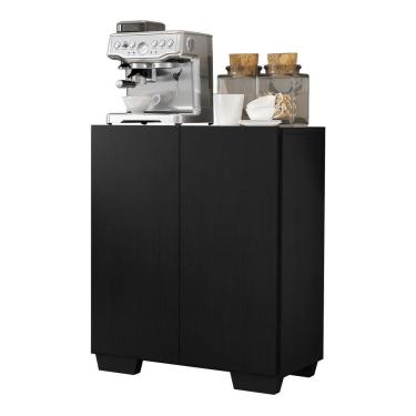 Imagem de Aparador Buffet 2 Portas Com Pés Quadrados Veneza Multimóveis V3610 Preto Preto