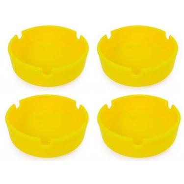 Imagem de Kit 4 Cinzeiro De Silicone Redondo Resistente Lavável Não Queima e Não