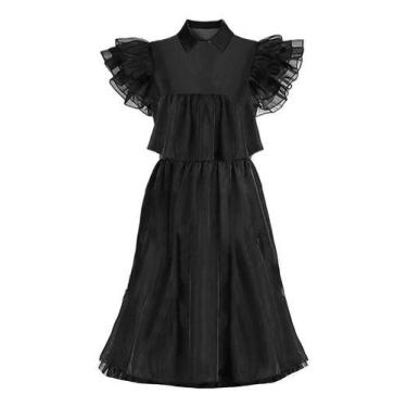 Imagem de Fantasia Infantil Wandinha Familia Addams Vestido Luxo Festa - Meimi A