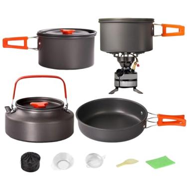 Imagem de Conjunto de panela de acampamento, panelas de viagem | Conjunto de chaleira antiaderente portátil para acampamento ao ar livre, viagem, mochila, bagagem, caminhada, dormitório de sobrevivência