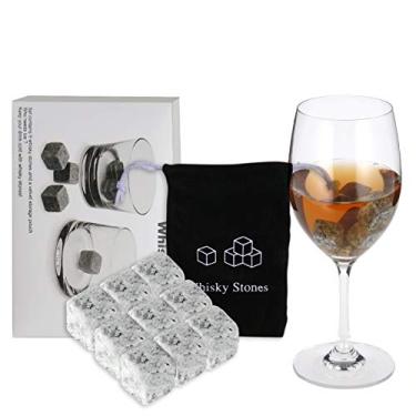 Imagem de Conjunto de Pedras Whiskey 9 Granite para Resfriar Reutilizáveis Vinho com Bolsa Veludo Cubos Pedra