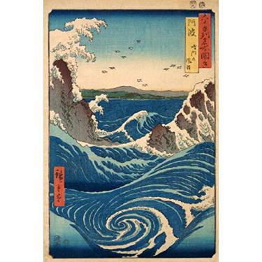 Imagem de Turbilhão Naruto na Província de Awa de Hiroshige - 30x44 - Tela Canvas Para Quadro