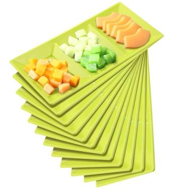 Imagem de Ziliny Bandeja de servir com 3 seções, compartimento para aperitivos, bandeja de plástico para sobremesas, tigelas retangulares divididas, prato descartável para festa de Natal, cozinha, 38 x 18 cm