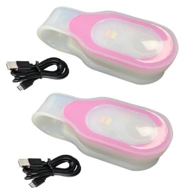 Imagem de Lanterna LED mãos-livres, com clipe, mini recarregável, luzes noturnas de amamentação para esportes ao ar livre, rosa (pacote com 2)
