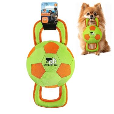 Imagem de ALL FOR PAWS Bola de cachorro com alças, brinquedo durável para cães mastigadores agressivos, bola de futebol para cães com barulho, brinquedo de cabo de guerra para cães pequenos e médios