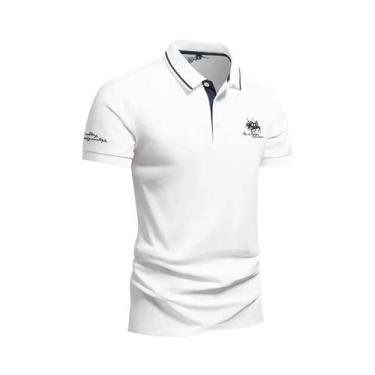 Imagem de Camisa Polo Masculina De Verão Leve Com Manga Curta E Bordado Casual V