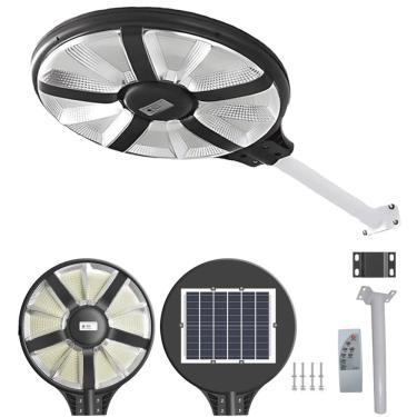 Imagem de Luminaria Solar Refletor Ufo 360 Graus Iluminaçao Publica Poste Rua Rodovia Estrada Transito Avenida Calçada Disco Voador