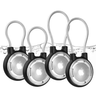 Imagem de ILFINDYOU (Pacote com 4) Porta-chaves Air Tag, à prova d'água, trava rosqueada e cabo de aço para chaves, crianças, bagagem, animais de estimação, capa transparente