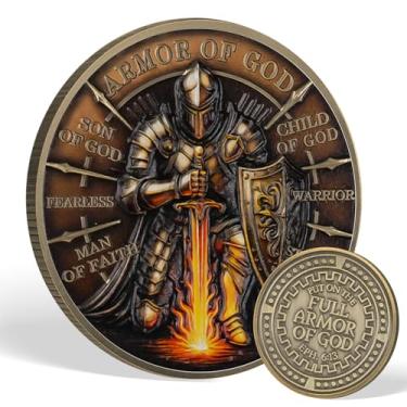 Imagem de MINDANCHOR Full Armor of God Christian Challenge Coin, Warrior of God, presente religioso e coragem para homens e meninos
