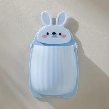 Imagem de 1 suporte de armazenamento de coelho fofo que economiza espaço, pasta de dentes montada na parede, prateleira suspensa para decoração de banheiro, azul