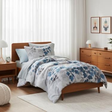 Imagem de Regency Heights Conjunto de cama de solteiro, azul, 6 peças, edredom de flores botânicas, ultramacio, lençóis, fronhas e fronhas