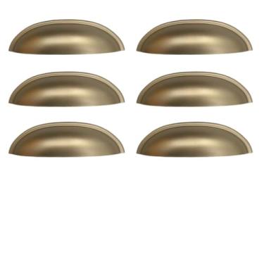 Imagem de Kit Puxador Concha Metal Móveis Gaveta Armário Cômoda - Dourado Fosco puxador de armario(6 PEÇAS)