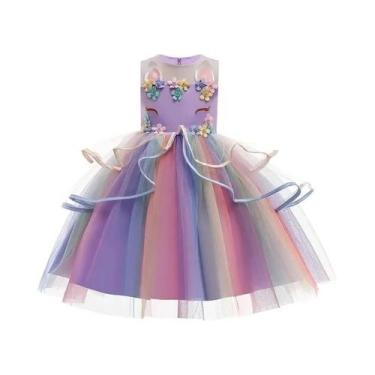 Imagem de Vestido Tutu De Princesa Arco-Íris Pastel Para Meninas Bebês Fantasia 