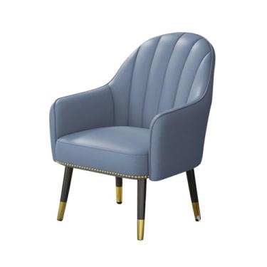 Imagem de Poltrona estofada de meados do século cadeira de leitura confortável cadeira de sala de estar de tecido com pernas de aço, cadeiras de recepção de convidados com encosto alto para saguão de escritório