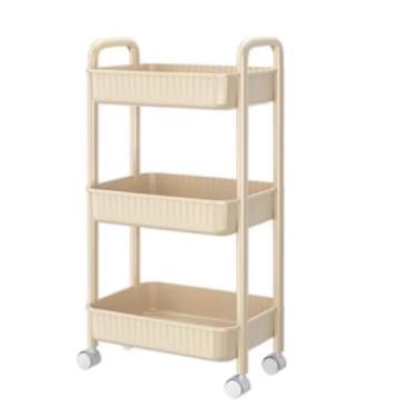 Imagem de Organizador de carrinho utilitário de lavanderia de 3 camadas, rack de armazenamento de plástico estreito para banheiro e cozinha, prateleira multiuso para xampu e chuveiro essenciais