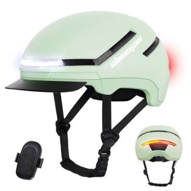 Imagem de Shinmax Capacete de bicicleta com seta, certificado NTA até 45 km/h, capacete de bicicleta para homens e mulheres com luz traseira recarregável por USB, viseira, capacete de ciclismo para bicicleta