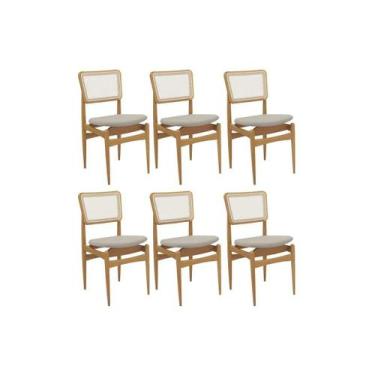 Imagem de Cadeiras Cozinha Stela 1CMM013CA Premium Madeira Maciça Kit 6 Un Carva