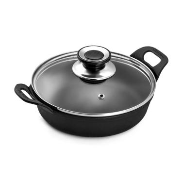 Imagem de Travessa Estilo Redonda Ferro Tampa Vidro PanelaMineira 22cm