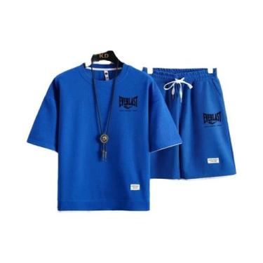 Imagem de Conjunto De Camiseta De Gola Redonda E Calções De Secagem Rápida Para 