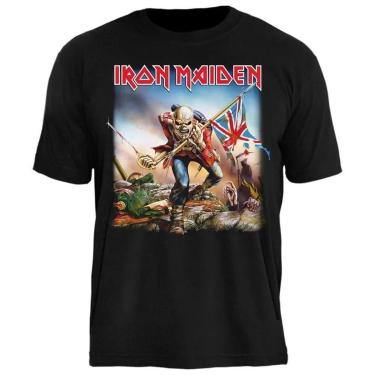 Imagem de Camiseta Stamp de Banda Iron Maiden em Algodão Manga Curta Gola Redonda Oficial-Unissex