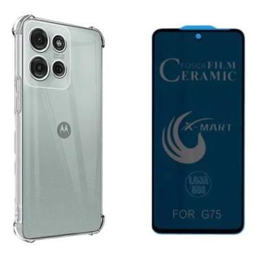 Imagem de Kit Moto G75  Capa Silicone TPU + Película Fosca Privacidade 9D - LXL