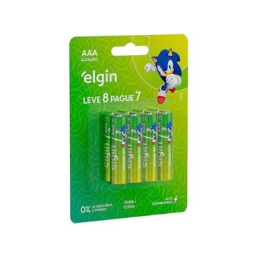 Imagem de Kit Pilhas Alcalinas Leve 8 pague 7 AAA Palito 1.5V - Elgin