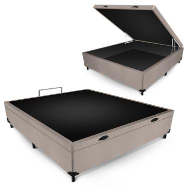 Imagem de Box Baú Max Ultra 138CM Casal Suede com Estrutura em MDF Bege Maxispuma