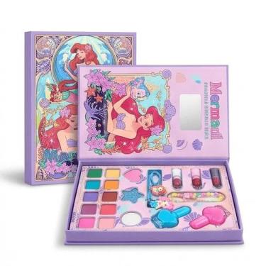 Imagem de Kit Maquiagem Pop Infantil Sereia Estojo e vários Acessórios - Topking